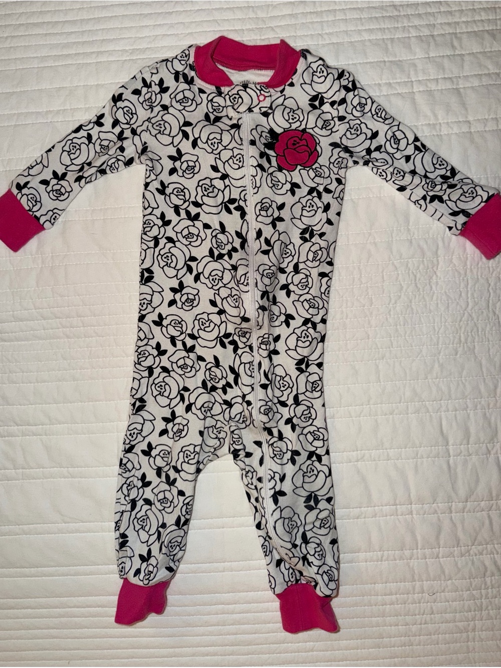 Little Me Baby Girl Floral Rose Zip-Up Sleeper Pajamas 18M 🌹🩷